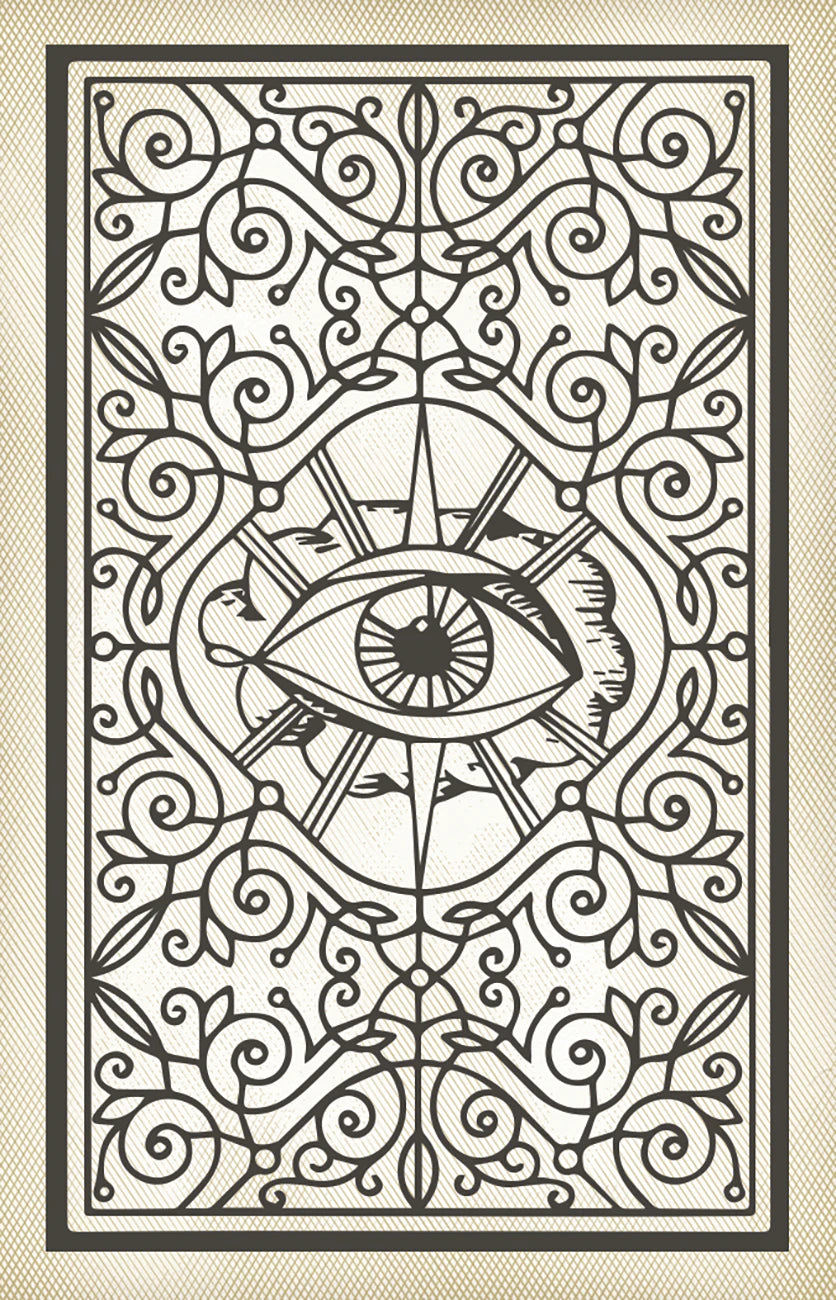 Decorative design with an eye in the center on a beige background