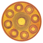 Circular design with concentric yellow and brown circles on a white background