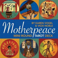 Cover of 'Motherpeace Mini Round Tarot Deck' by Karen Vogel & Vicki Noble with colorful illustrations and title text.