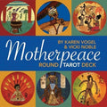 Cover of 'Motherpeace Round Tarot Deck' by Karen Vogel & Vicki Noble with colorful illustrations.