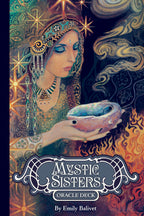 Cover of 'Mystic Sisters Oracle Deck' featuring a woman with mystical attire and a crystal ball.