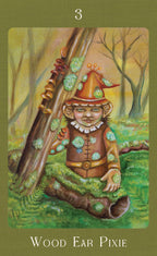 Wood Ear Pixie card from a fantasy-themed deck with a forest background