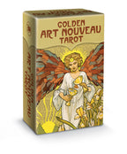 Box for Golden Art Nouveau Tarot with angel design on a beige background