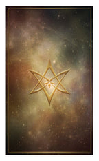 Gold star symbol on a cosmic background