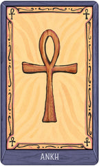 Ankh symbol with decorative border on a card