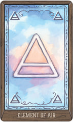 Card with a triangle symbol and 'Element of Air' text on a watercolor background