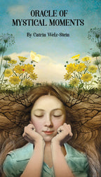 Book cover of 'Oracle of Mystical Moments' with a woman's face and floral design.