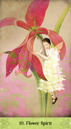 Fairy sitting on a flower with '10. Flower Spirit' text