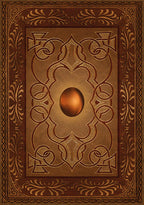 Decorative brown leather-bound book with intricate patterns