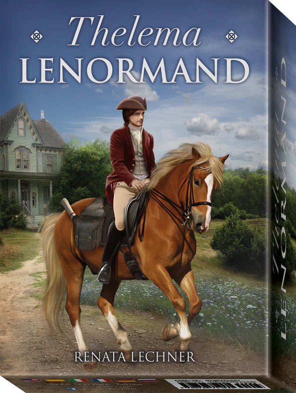 Book cover of 'Thelema Lenormand' with a person riding a horse in a scenic setting