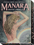Manara Erotic Oracle box with illustration of a woman and rainbow on a dark background