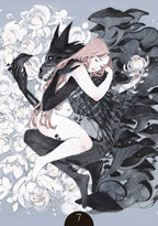 Illustration of a woman with a dragon on her back, surrounded by flowers and leaves.
