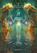 Cover of a book titled 'Prostistos Primordial' with a mystical figure and cosmic design.