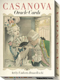 Casanova Oracle Cards packaging with illustration of two people in period costumes.