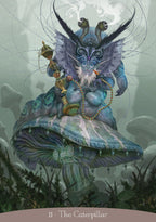 Fantasy creature with butterfly wings and dragon-like features on a misty background