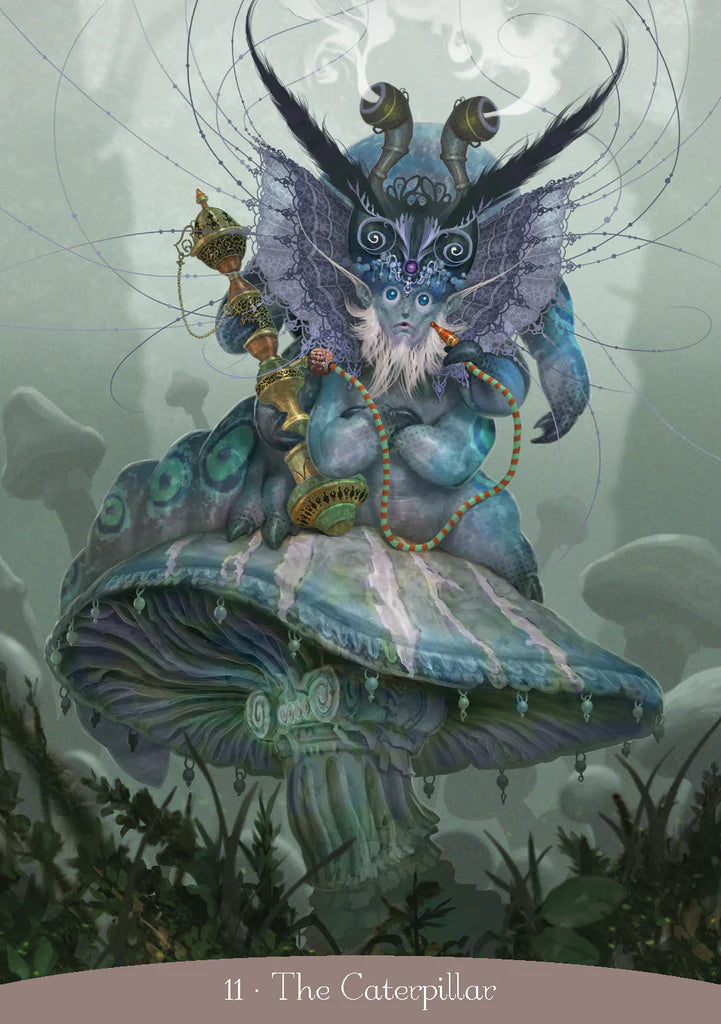Fantasy creature with butterfly wings and dragon-like features on a misty background