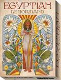 Card game box for 'Egyptian Lenormand' with a central figure and lotus flowers.