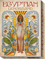 Card game box for 'Egyptian Lenormand' with a central figure and lotus flowers.
