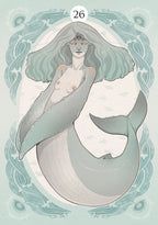 Mermaid illustration with a decorative border and number 26 at the top