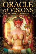 Book cover of 'Oracle of Visions' by Ciro Marchetti with a woman in a gold dress and red hair.