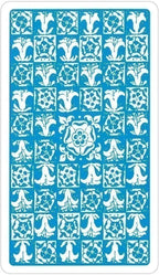 Blue and white floral patterned card back