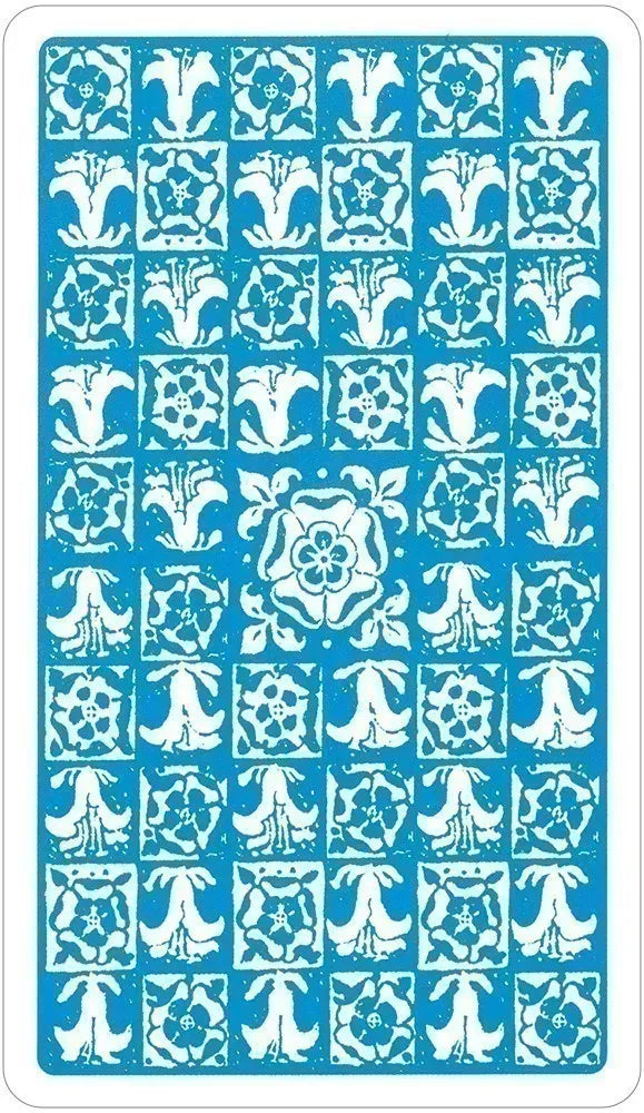 Blue and white floral patterned card back