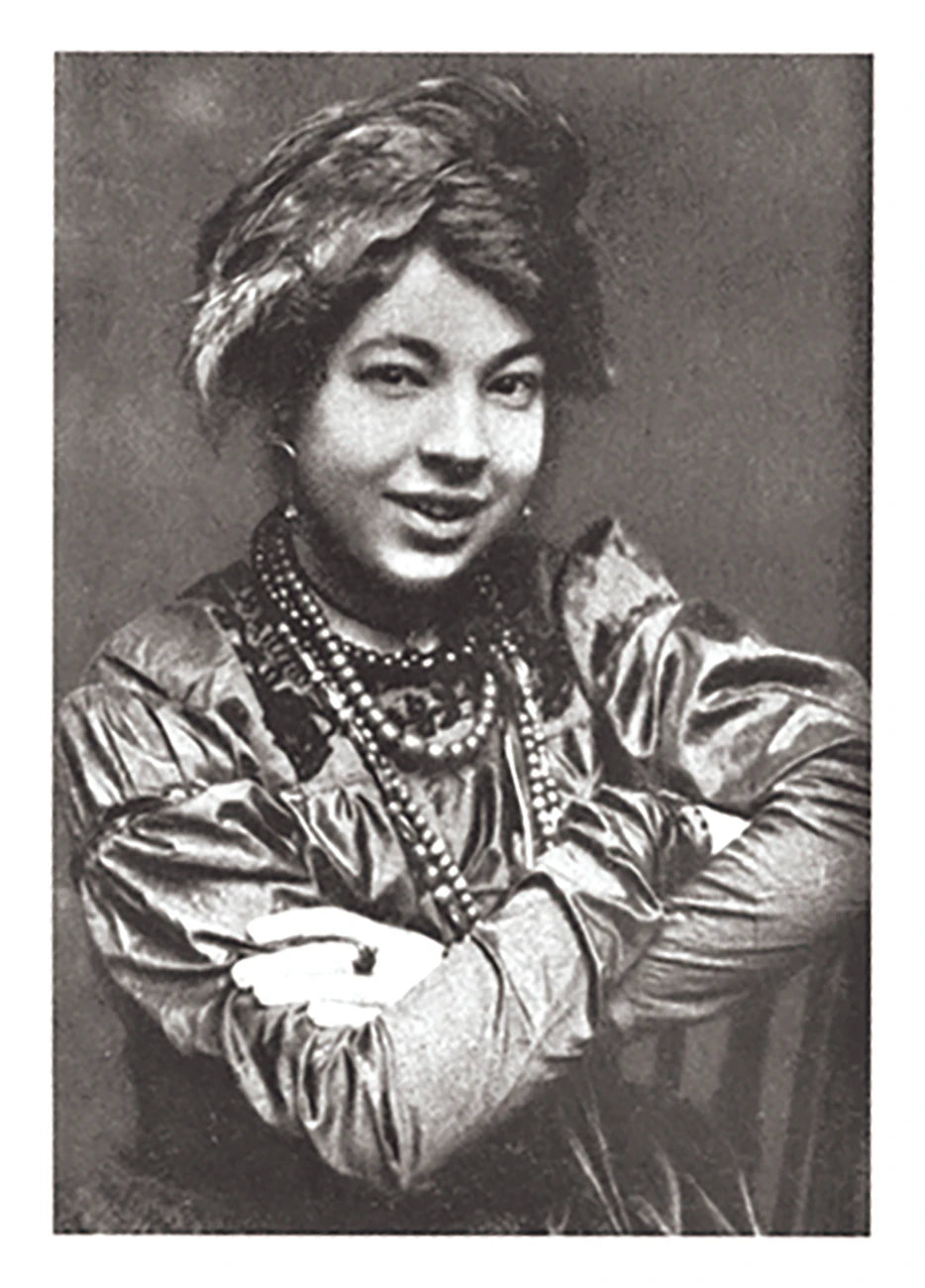 Black and white portrait of a woman with jewelry, vintage style