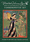 Cover of a tarot card set featuring art nouveau design with three women in a garden setting.
