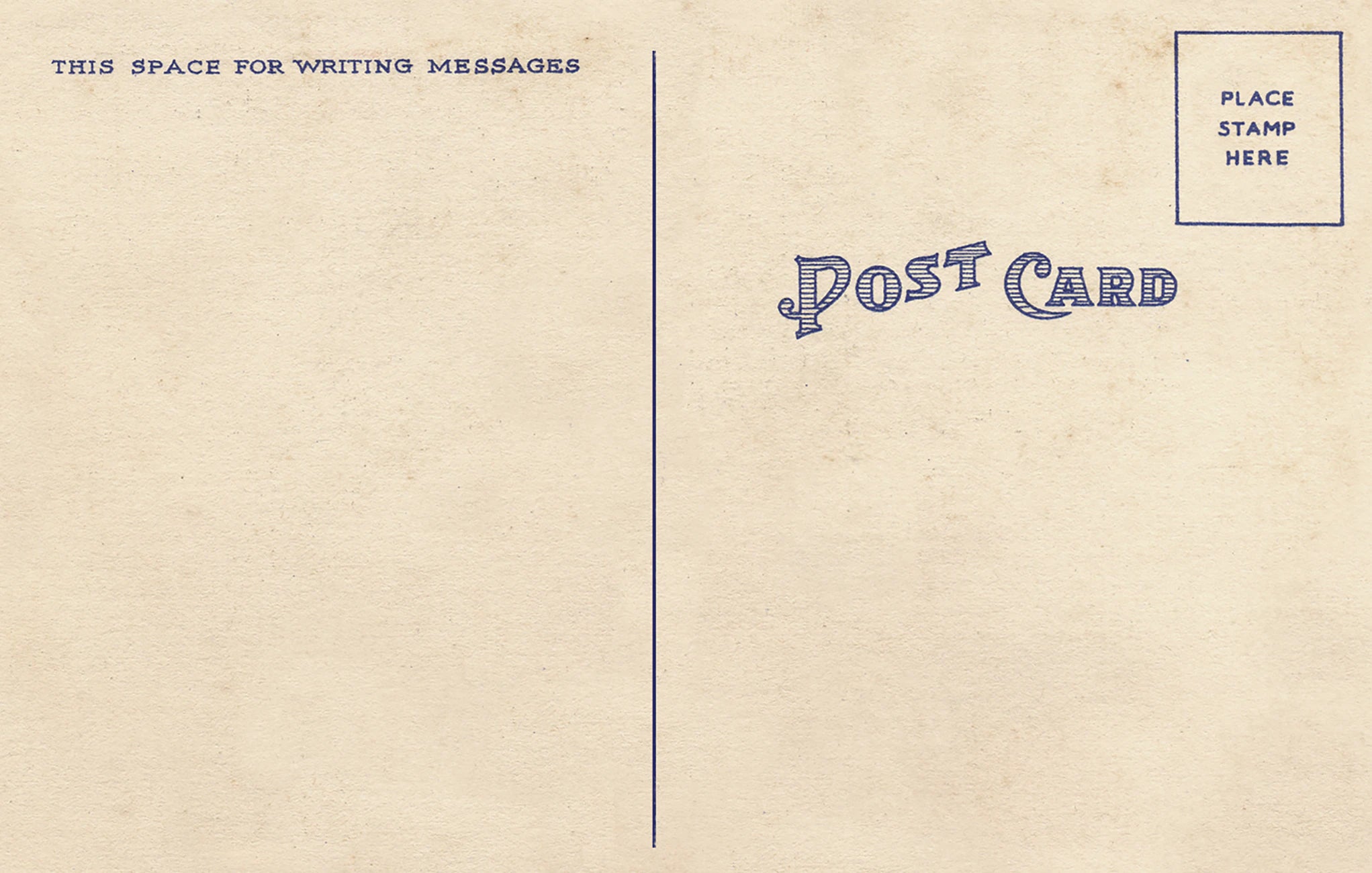Vintage-style postcard with text and stamp placeholder