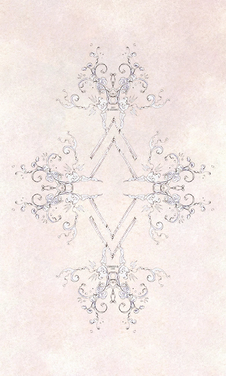 Decorative snowflake design on a light pink background
