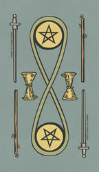 Decorative design with symbols on a teal background
