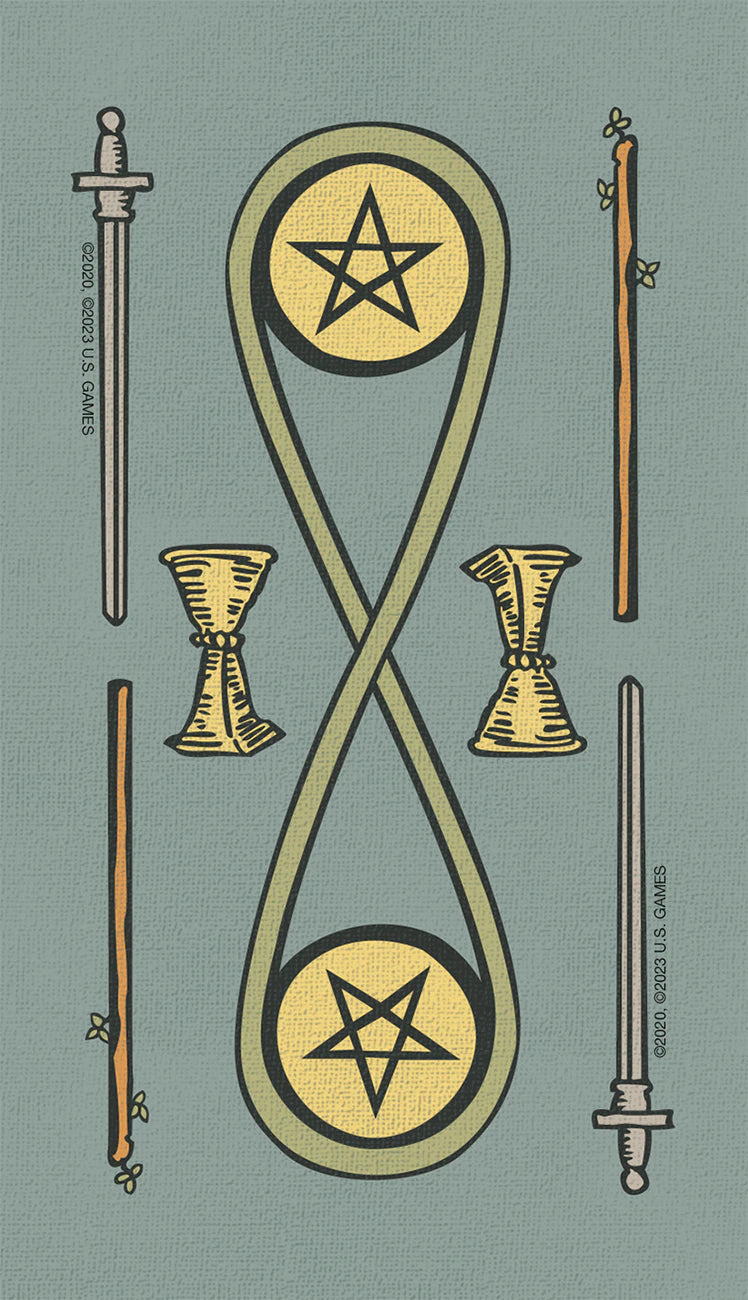Decorative design with symbols on a teal background