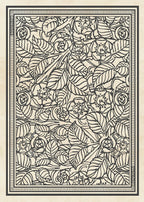 Decorative floral and leaf pattern on a beige background