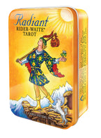 Radiant Rider-Waite Tarot packaging with colorful design and character illustration.