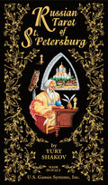 Cover of 'Russian Tarot of St. Petersburg' with decorative elements and illustration of a sage.
