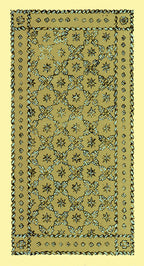 Decorative rug with geometric pattern on a beige background