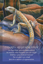 Painting of a lizard on a rock with motivational text below