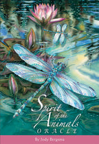 Cover of 'Spirit of the Animals Oracle' with dragonflies and water lilies.