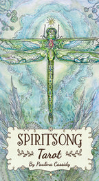 Cover of 'Spiritsong Tarot' by Paulina Cassidy featuring a dragonfly illustration.