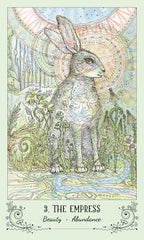 Illustration of a rabbit in a natural setting with decorative elements, titled 'The Empress'.