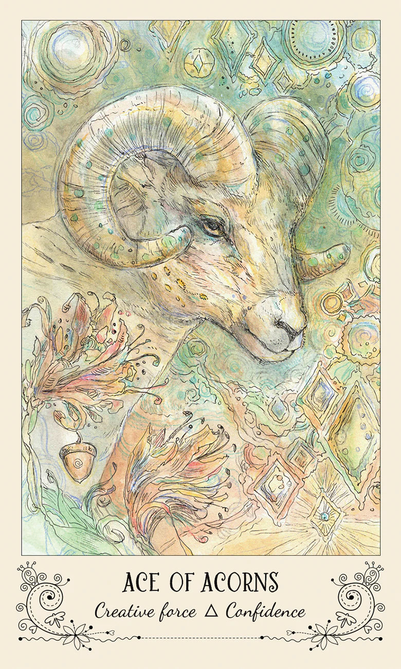 Illustration of a ram with decorative elements and text at the bottom.