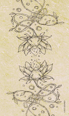 Decorative design with lotus flowers and leaves on a textured beige background