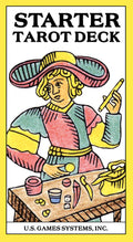 Starter Tarot Deck cover with illustrated figure and U.S. Games Systems, Inc. branding.