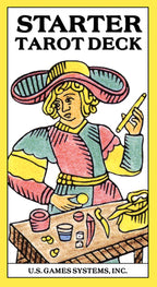 Starter Tarot Deck cover with illustrated figure and U.S. Games Systems, Inc. branding.