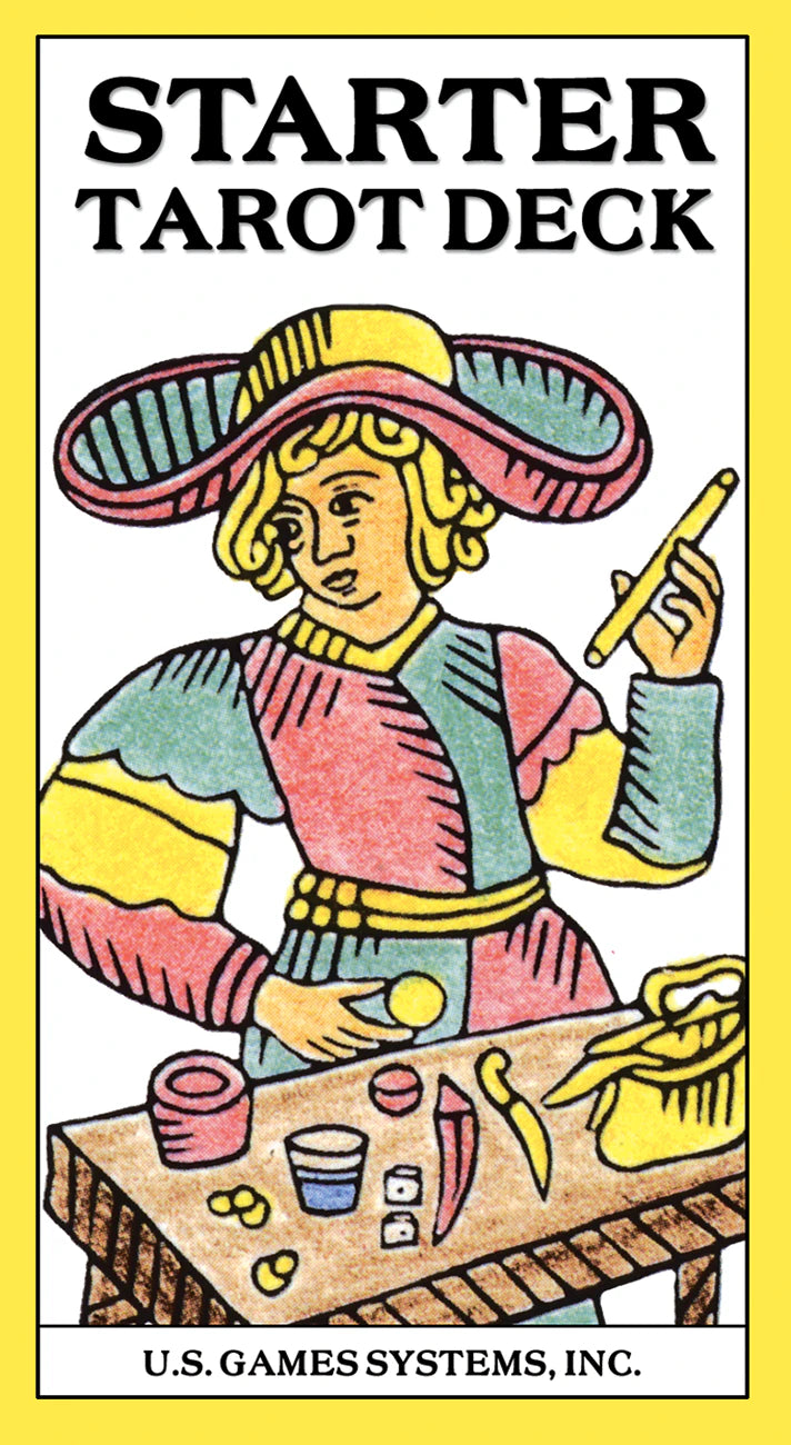 Starter Tarot Deck cover with illustrated figure and U.S. Games Systems, Inc. branding.
