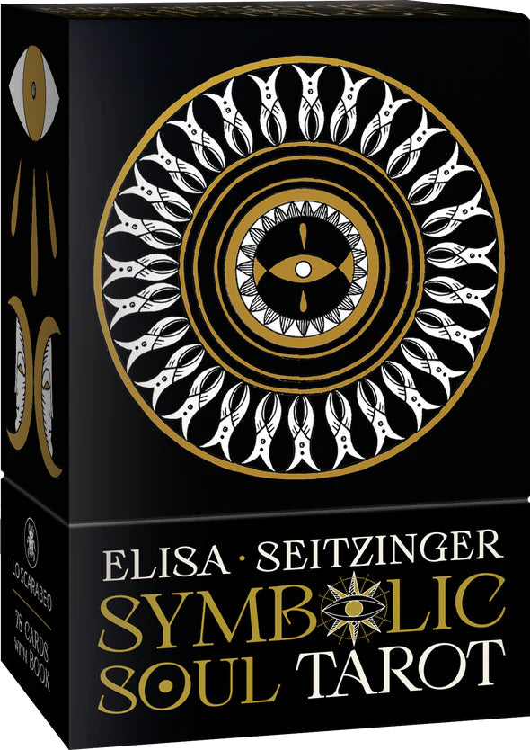 Tarot card box with intricate design and 'Elisa Seitzinger Symbolic Soul Tarot' text.
