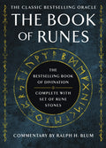 Book cover of 'The Book of Runes' with rune stones design on a dark background