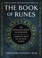 Book cover of 'The Book of Runes' with rune stones design on a dark background