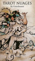 Cover of 'Tarot Nuages' by Gniedmán with stylized illustration of a figure and text.