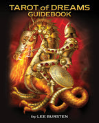 Book cover of 'Tarot of Dreams Guidebook' featuring a dragon illustration on a dark background.